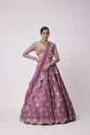 MUD  MAUVE SEQUIN AND FLOWER EMBROIDERED LEHENGA SET