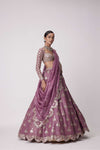 MUD  MAUVE SEQUIN AND FLOWER EMBROIDERED LEHENGA SET