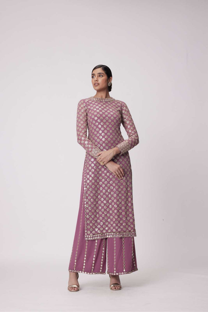 MUD  MAUVE STRAIGHT KURTA SET