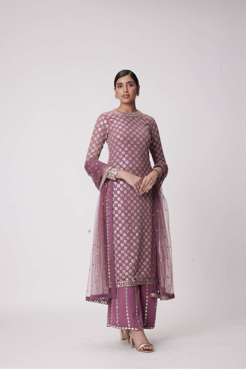 MUD  MAUVE STRAIGHT KURTA SET