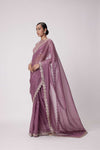 MUD  MAUVE HAND EMBROIDERED SAREE SET