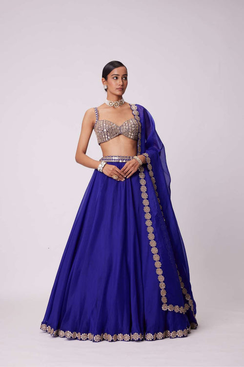 PERSIAN BLUE ORGANZA LEHENGA SET