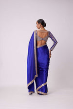 PERSIAN  BLUE SATIN SAREE SET