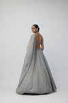 Crystal Grey Sequins Scattered Organza Lehenga Set