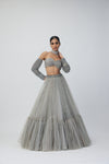 Crystal Grey Tulle Lehenga Set