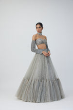 Crystal Grey Tulle Lehenga Set