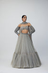 Crystal Grey Tulle Lehenga Set