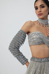 Crystal Grey Tulle Lehenga Set