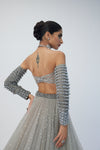 Crystal Grey Tulle Lehenga Set