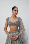 Crystal Grey Sequins Embroidered Lehenga Set