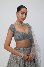 Crystal Grey Sequins Embroidered Lehenga Set