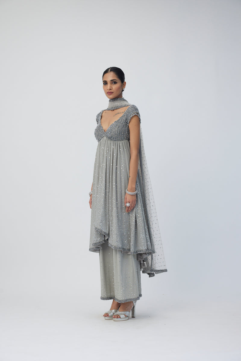 Crystal Grey Kurta Set