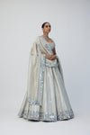 Silver Shimmer Organza Linear Lehenga Set