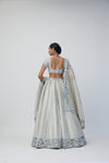 Silver Shimmer Organza Linear Lehenga Set