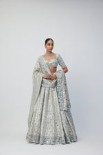 Silver Shimmer Organza  Lehenga Set