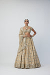 Golden Shimmer Organza Flower Lehenga Set