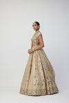 Golden Shimmer Organza Flower Lehenga Set