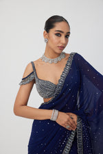 Deep Blue Sequins Embroidered Lehenga Set