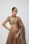 Copper Shimmer Organza Sequins Lehenga Set