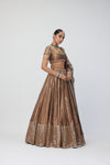 Copper Shimmer Organza Sequins Lehenga Set