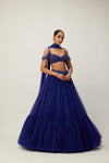 Cocktail Blue Sequins Scattered Tulle Lehenga Set