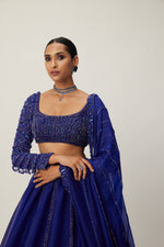 Cocktail Blue Organza Lehenga Set