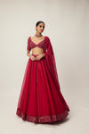 Ruby Red Organza Lehenga set