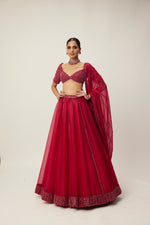 Ruby Red Organza Lehenga set