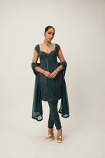 Dark Jade Green crystal Embellished Kurta Set