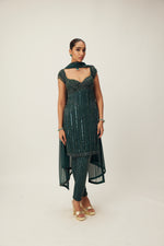 Dark Jade Green crystal Embellished Kurta Set