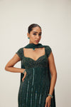 Dark Jade Green crystal Embellished Kurta Set