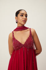 Ruby Red crystal embellished Kurta Set