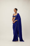 Cocktail Blue Satin Saree Set