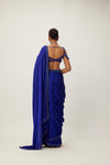 Cocktail Blue Satin Saree Set