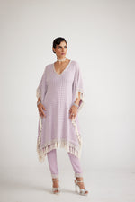 Powder Lilac Chandelier Pearl Drop Kaftan Set