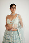 Powder Blue Chandelier Pearl Drop Lehenga Set