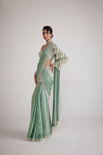 Powder Mint Chandelier Drop Saree Set