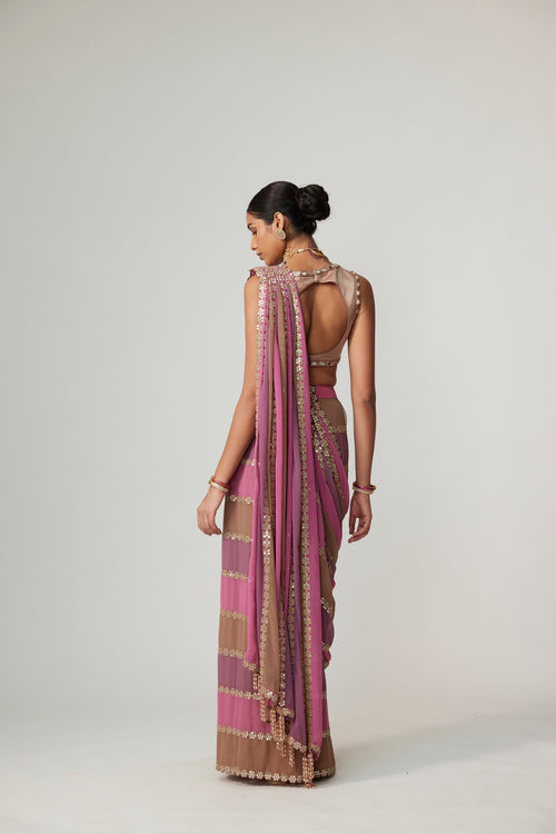 Mud Mauve Multicolor Saree