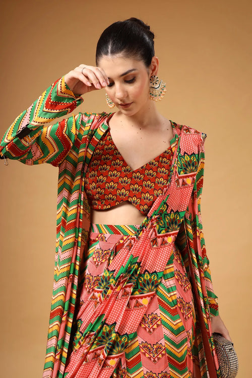 Zyona Cape Drape Saree