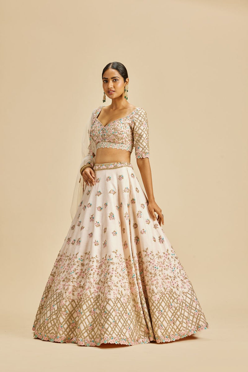 BLUSH PINK RAW SILK LEHENGA CHOLI SET