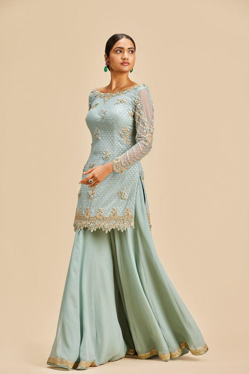 DUSTY BLUE SHARARA SET