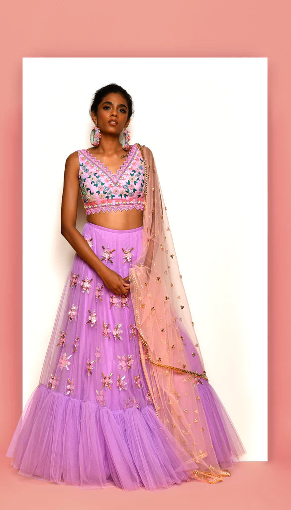 VIOLA - LILAC EMBELLISHED FULL LEHENGA SET