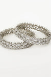 Zia Silver Plated Zircon Womens Pair of Bangles