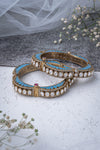 Florence Gold Plated Green Womens Kundan, Polki Pair of Bangles