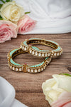 Florence Gold Plated Green Womens Kundan, Polki Pair of Bangles