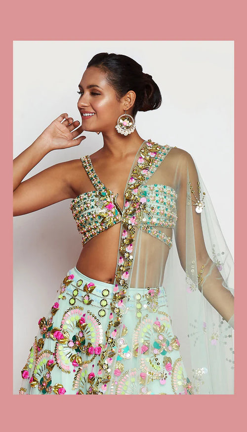 REBEL - MINT GREEN EMBELLISHED LEHENGA SET