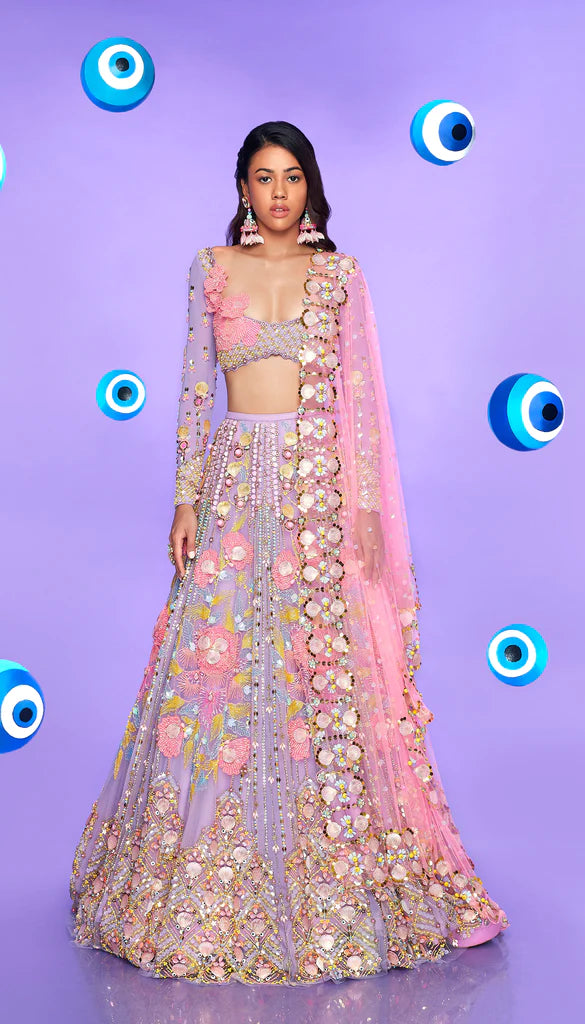 I'D WANNA BE ME TOO - LILAC EMBELLISHED FULL LEHENGA SET