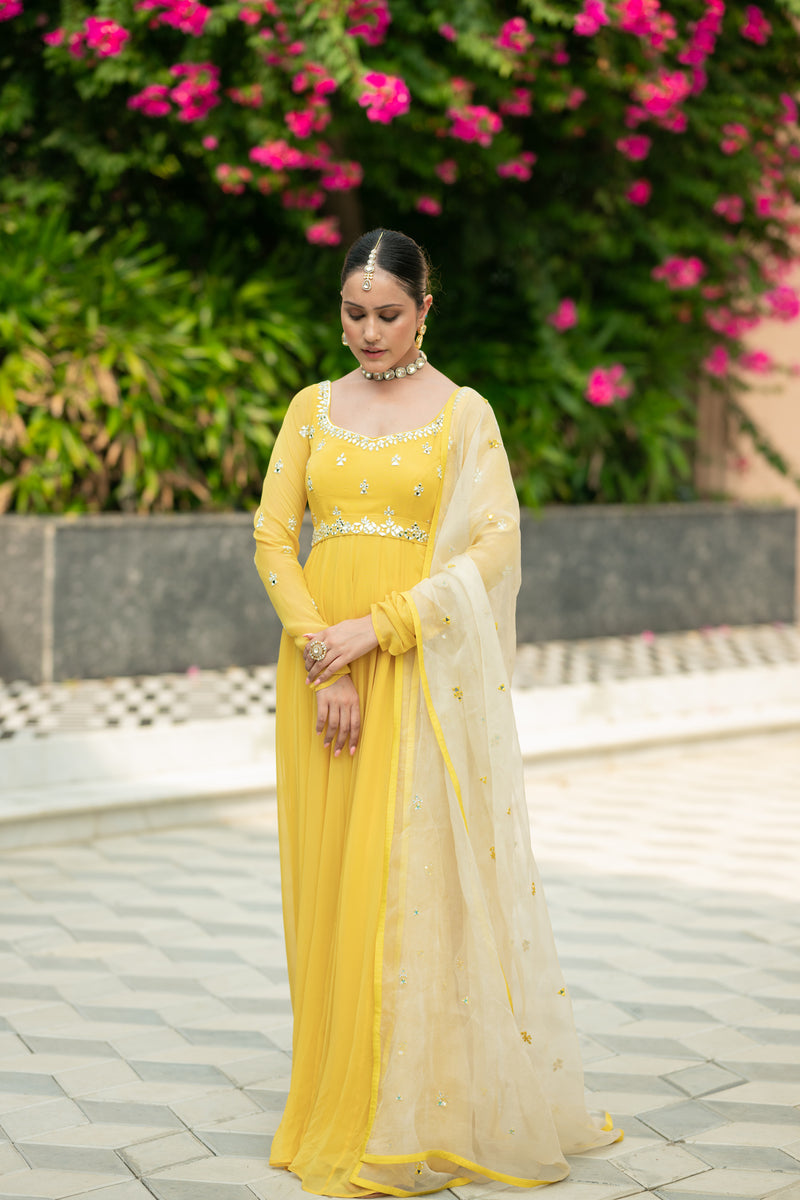 Yellow Anarkali set