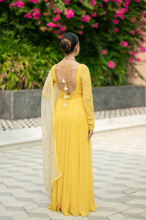 Yellow Anarkali set