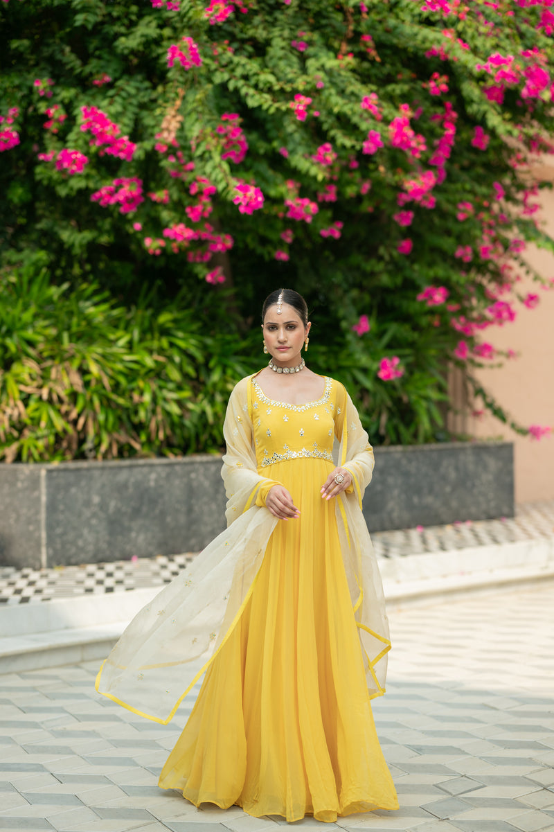 Yellow Anarkali set